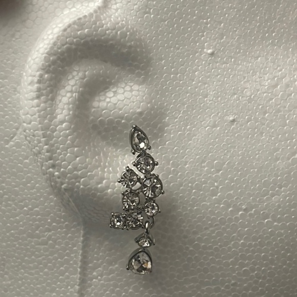 Massini earrings CZ stud earrings tear drop circle set silver tone jewelry - Picture 2 of 4